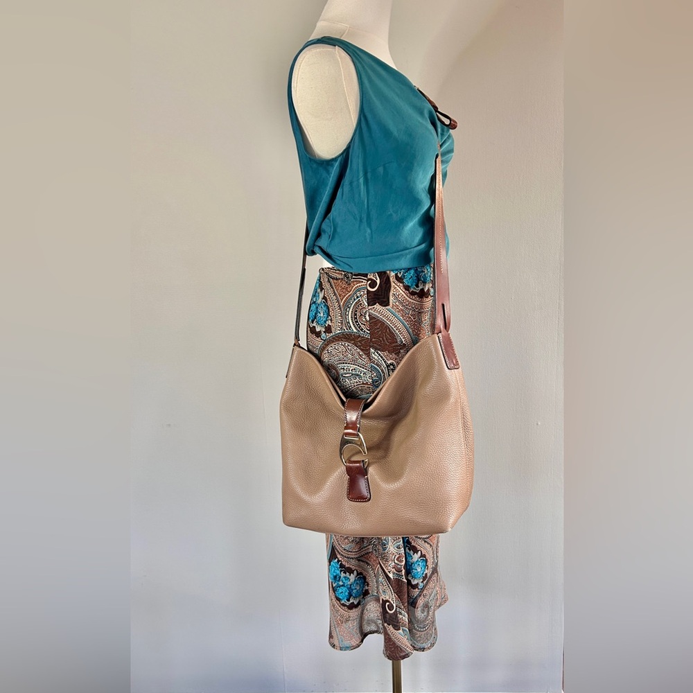 DOONEY & BOURKE Brown Pebble Leather Derby Hobo Slouchy Crossbody Bag Heritage - Picture 4 of 16